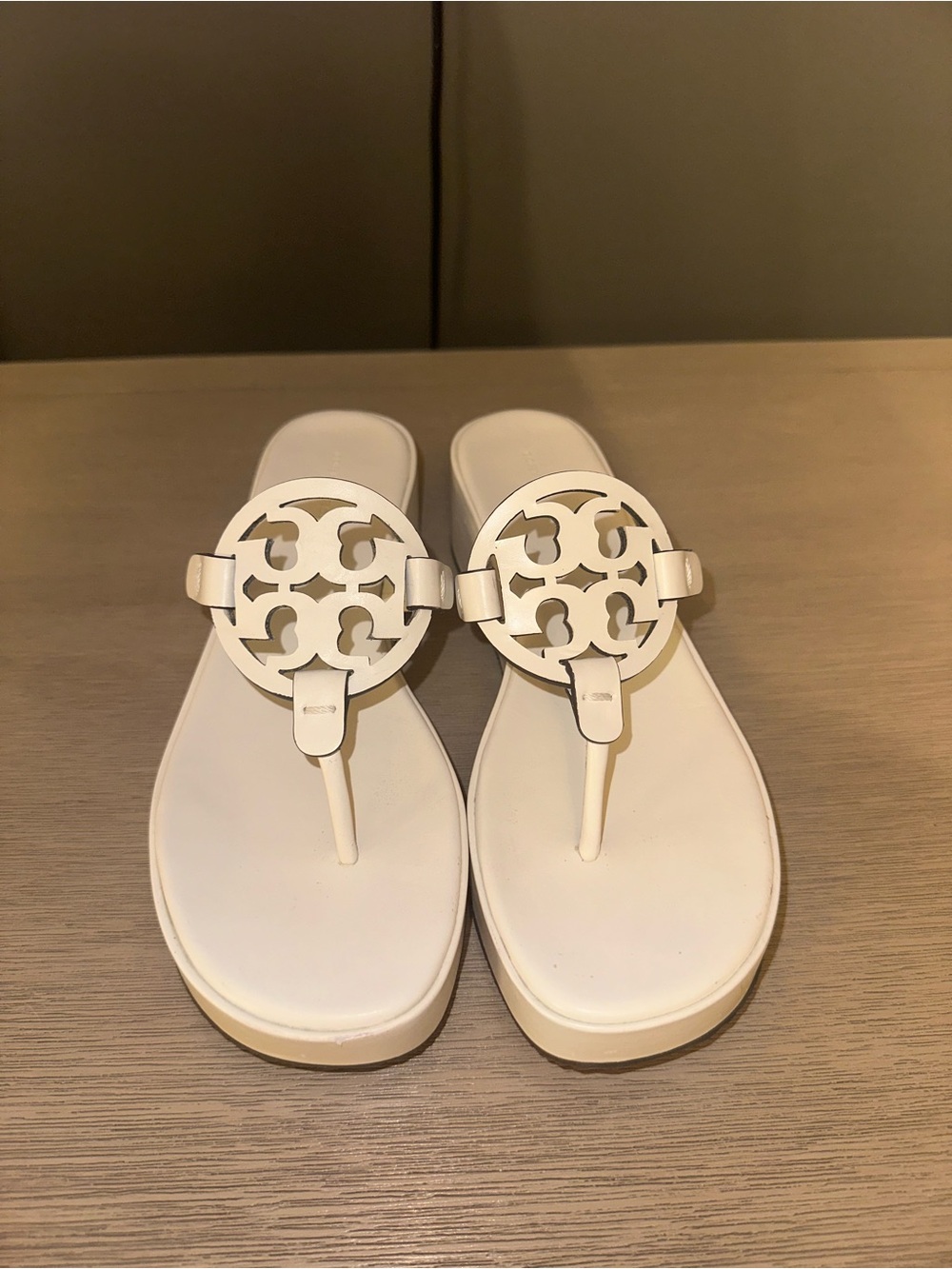 Tory Burch White Miller Wedge Sandals - Picture 2 of 14